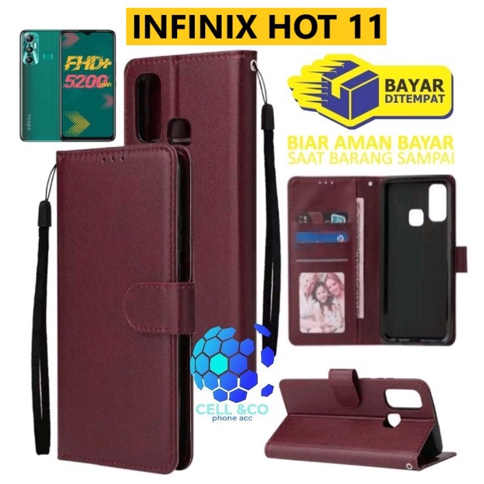 NEW INFINIX HOT 11 CASE Flip Wallet Flip case buka tutup kesing hp casing hp flip case leather Dompet INFINIX HOT 11