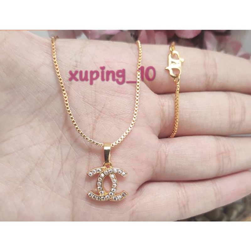 Kalung Wanita Bandul Chenel Permata ( Import Anti Karat Xuping Untuk Dewasa )