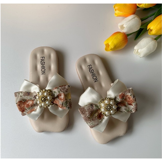 Sandal Anak Perempuan Motif Mutiara Pita Size 24-35 Import