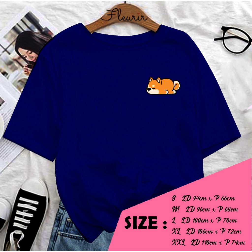 FLEURIR - COD KAOS WANITA SHIBA INU MAGER PRIA REMAJA DEWASA UNISEX TSHIRT JUMBO