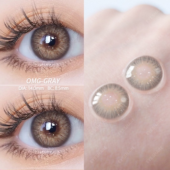 Eyeshare Softlens Omg Abu-Abu Coklat Ungu 1 Pasang 14.0mm Lensa Kontak