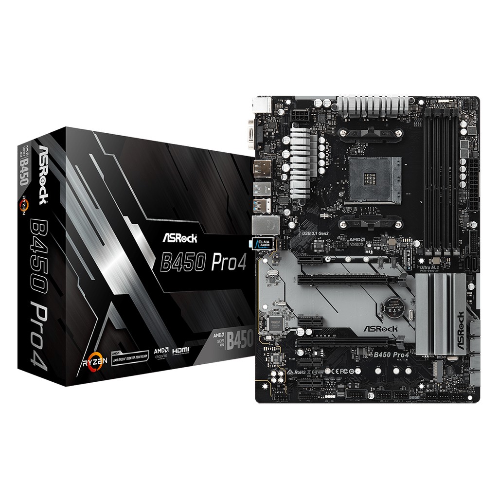 ASROCK MAINBOARD B450-PRO4 B450 PRO4 SOCKET AMD AM4 - MOTHERBOARD ASROCK B450PRO4