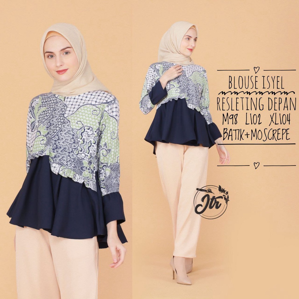 tey-17 Batik wanita ASJ SA HRB026 Kenongo Kemeja Tosca Pendek-3