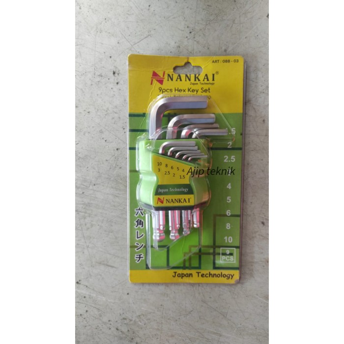 Kunci l ballpoint pendek 9pcs / kunci L pentol pendek Nankai