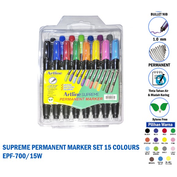 

ARTLINE SUPREME PERMANENT MARKER SET EPF-700/15W