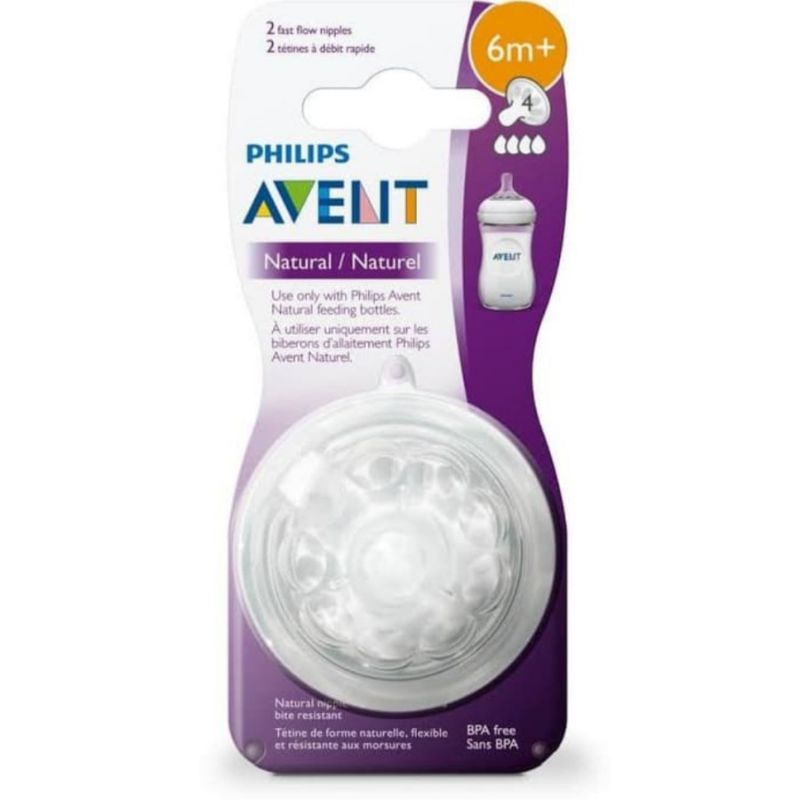 PHILIPS AVENT TEAT NATURAL MEDIUM FLOW 6M+ PACK SCF654 SILICONE