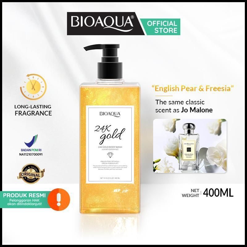 ✿ELYSABETHME✿ bioaqua Gold body wash sabun cair emas 400ml sabun pemutih pencerah kulit badan