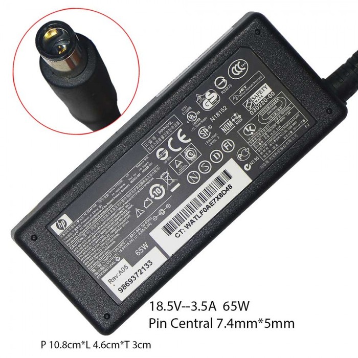 HP Charger / Adaptor Laptop 18.5V - 3.5A Jack 7.4mm x 5.0mm