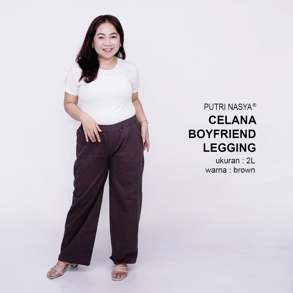 Putri Nasya - Celana Big Size Panjang Ukuran 8L,6L,5L,4L,2L,XL, all size Warna Cream Capucino Moca Hitam Abu Brown Navy Army Dark Grey
