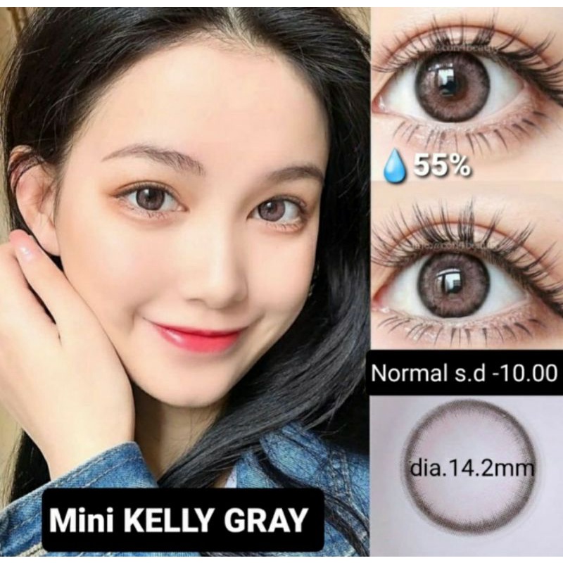 Softlens Mini KELLY Brown Coklat Gray Grey Normal Minus s.d 10.00 Softlen Minus Tinggi Korea