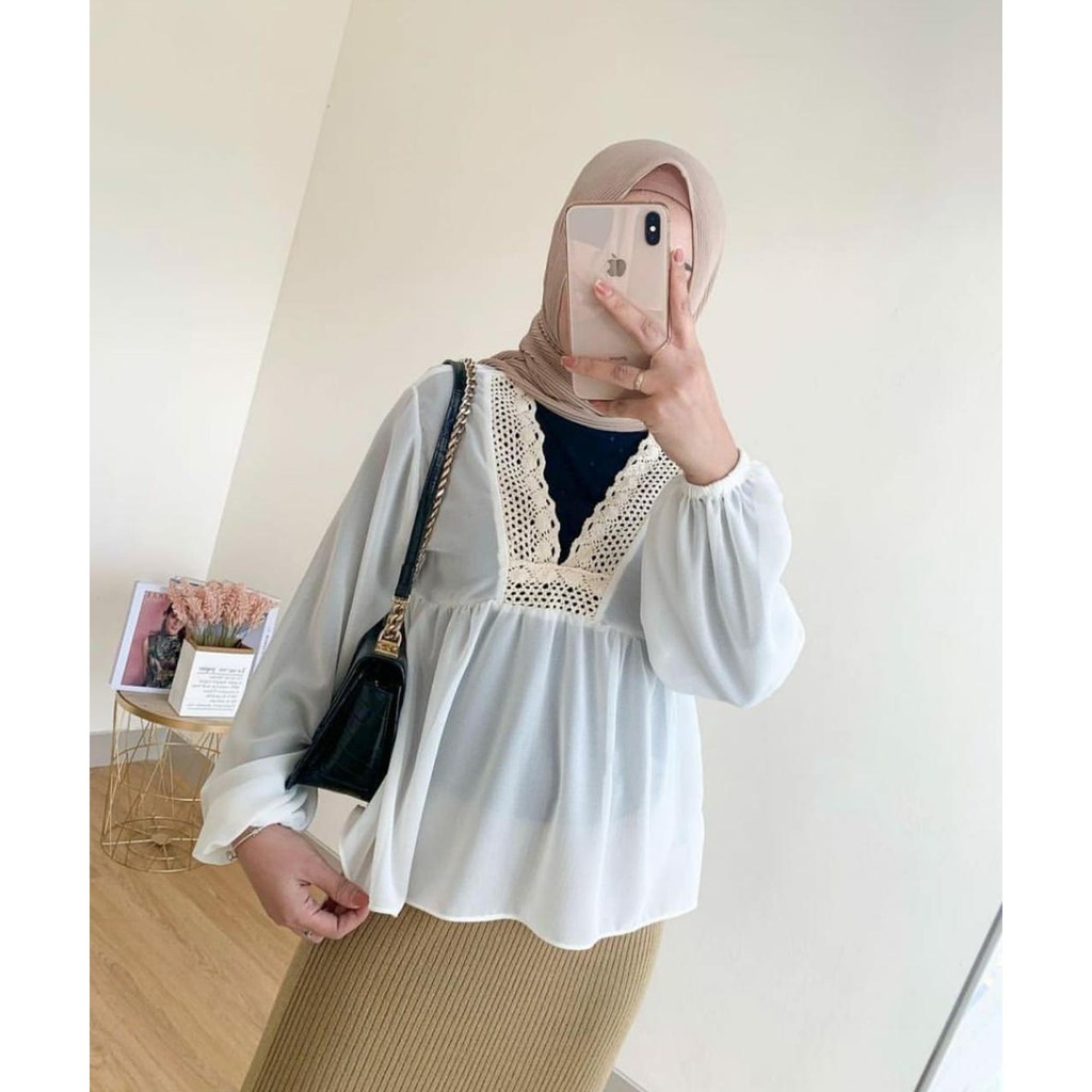 1KG MUAT 6PCS | HARUKA BALONA BLOUSE RENDA PREMIUM HIGH QUALITY HITS OOTD SELEBGRAM FASHION GROSIR