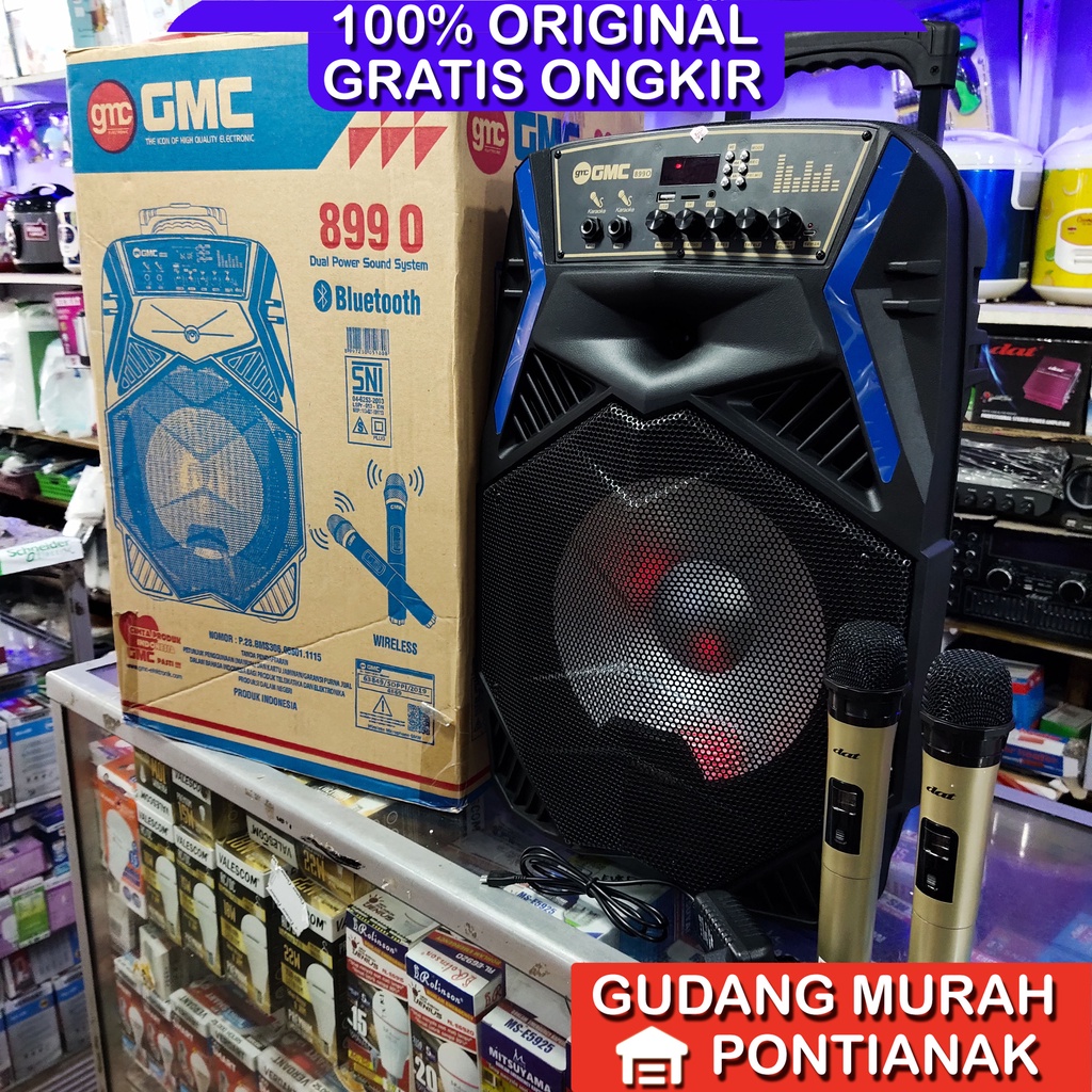 Speaker GMC 12inch 2MIC Wireless Salon Bluethoot 899O