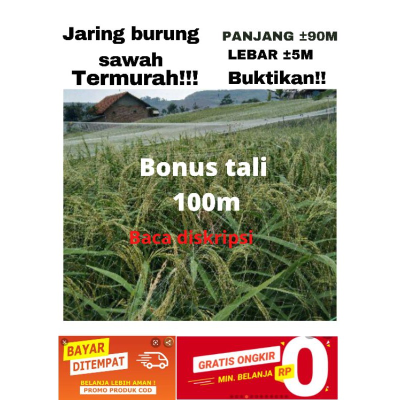 Jaring Burung Kecil Jaring Burung sawah 2 inchi 100mds/100yds Lubang 2 Jari