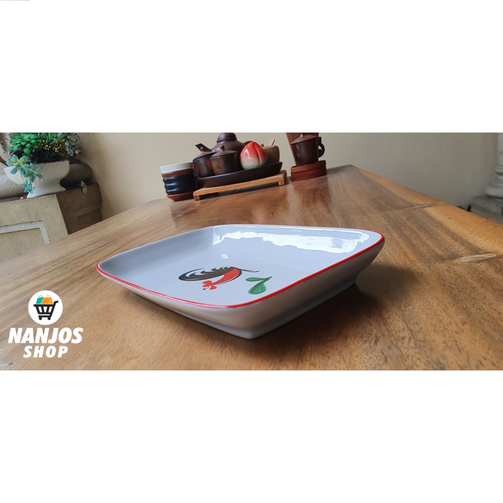 Kopin Piring Keramik Kotak Persegi Panjang Kukuruyuk Ayam Jago Kpl 9md murah