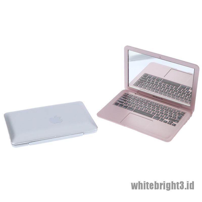 (white3) Cermin Saku mini Bentuk laptop Untuk makeup / Bayi Perempuan