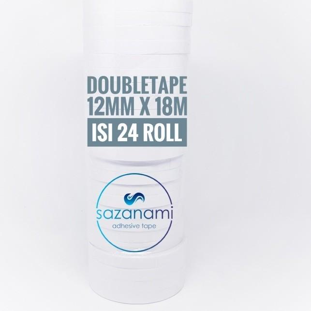 

✲ DOUBLE TAPE 12MM x 18 METER DOUBLETAPE KERTAS PUTIH SAZANAMI ISI 24ROL ➮