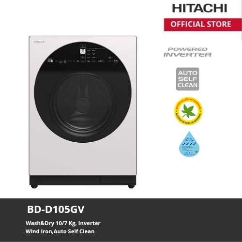 HITACHI MESIN CUCI  BD-D105GV  Wash&amp;Dry 10/7Kg Inverter