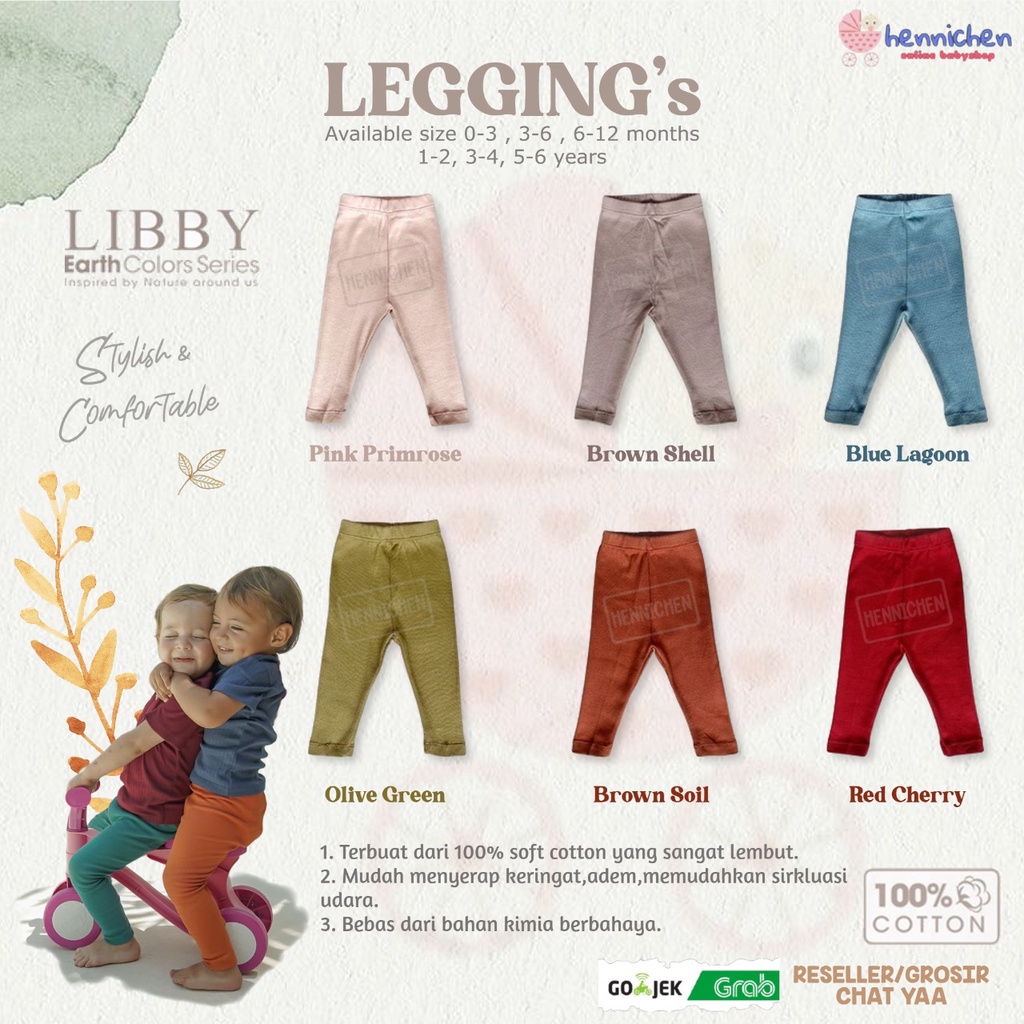 Libby baby libby Earth color Series Legging Rib Cotton 1-6 tahun legging anak perempuan Part 2