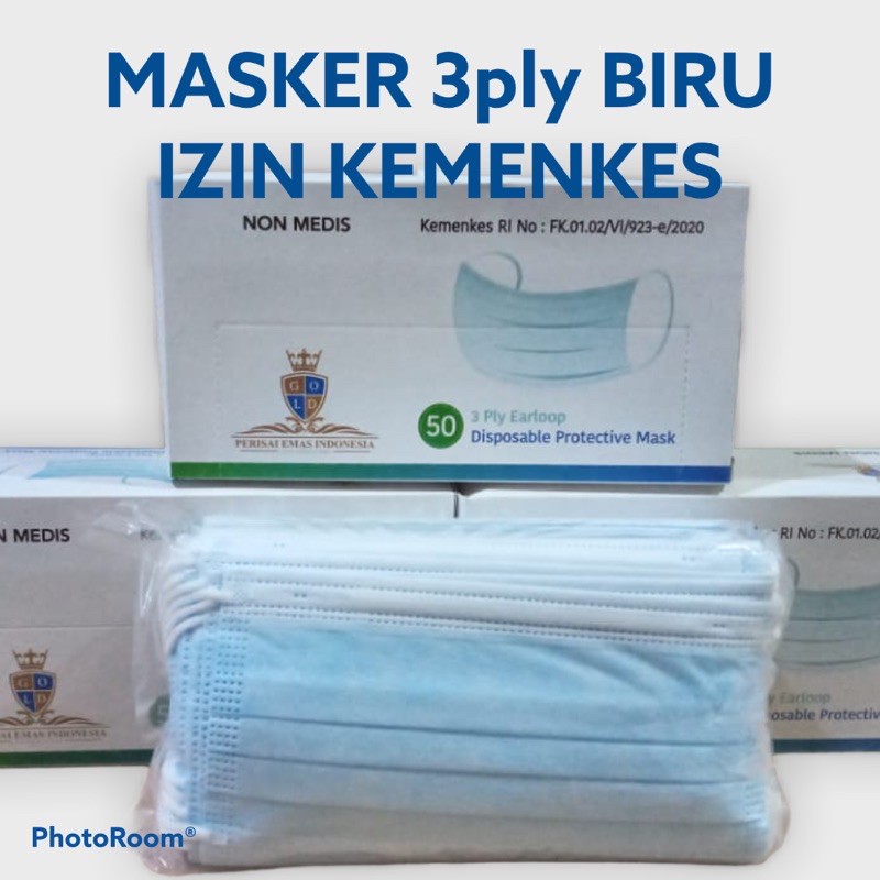 Masker Medis 3ply izin kemenkes earloop 3 ply isi 50pcs Disposable Mask