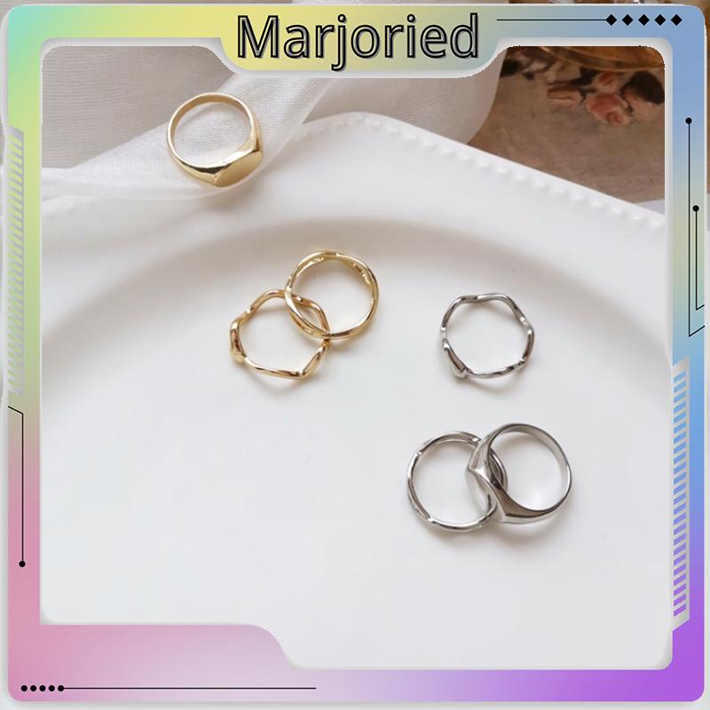 3pcs / Set Cincin Jari Telunjuk Desain Geometri Asimetris Untuk Wanita-MJD