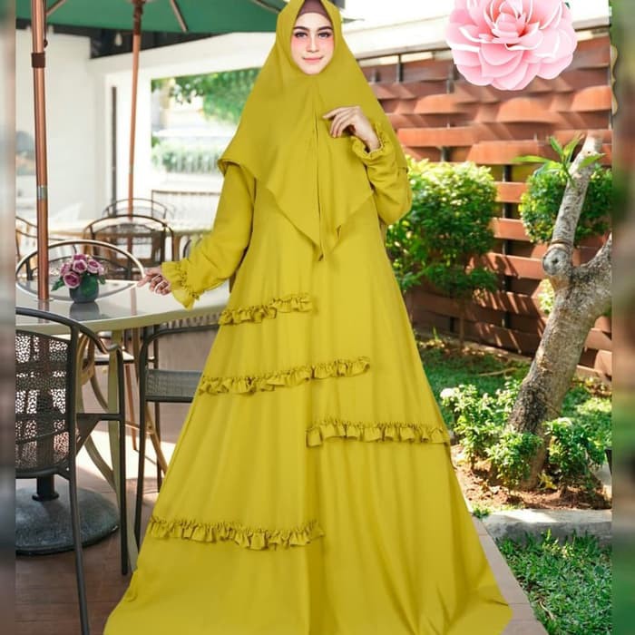 Agra1475 gamis pesta syari elliyana lime baju muslim pesta murah ell mt