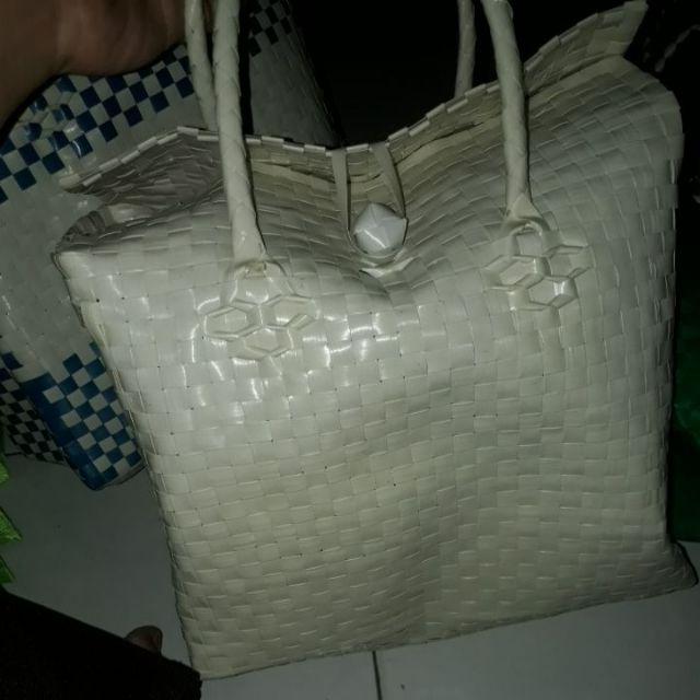 Tas Belanja  Anyaman Plastik Polos Hand Made
