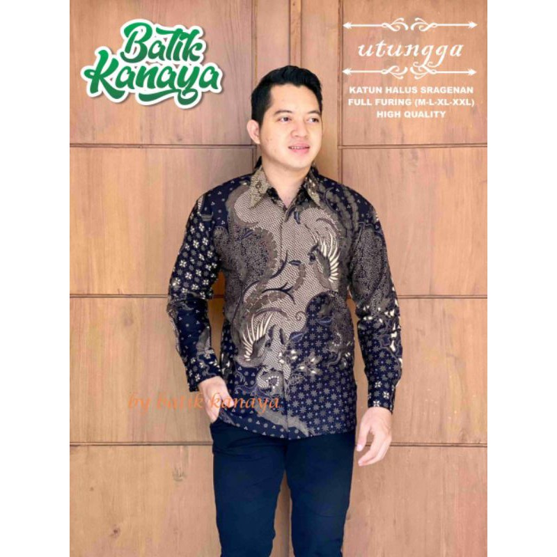 Kemeja Batik Pria Exclusive Lengan Panjang Batik Pria Warna Hitam Coklat Terbaru UTUNGGA Batik