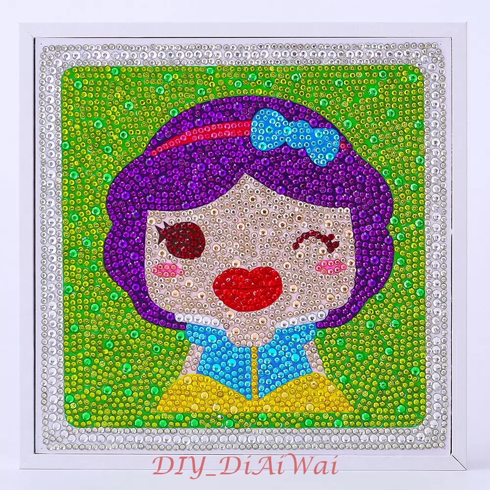 5D Diamond Painting DIY Kids Craft lukisan kristal FREE Frame - SNOW WHITE