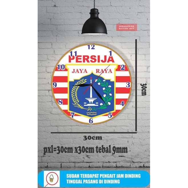 JAM DINDING KAYU UNIK BESAR GAMBAR LOGO PERSIJA JAKARTA MURAH TERBARU DAN TERLARIS