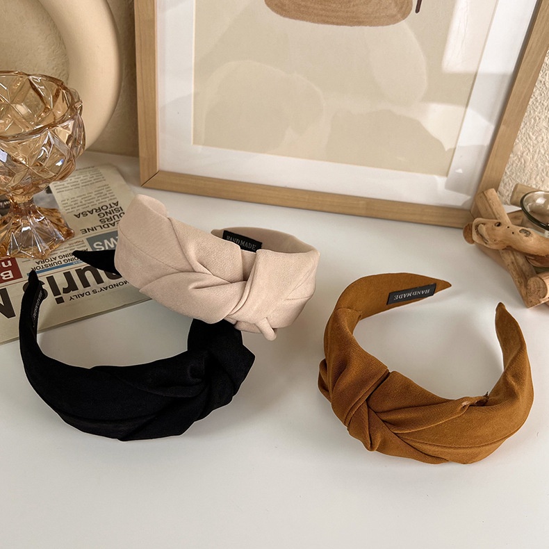 BANDO KAIN KNOT LEBAR POLOS EARTH TONE COKLAT HITAM KREM KOREA HEADBAND SILK LEBAR WIDE BRIMMED HAIR HOOP HEADBAND HAIRBAND HAIR AKSESORIS RAMBUT WANITA BENDO BANDANA KOREAN LEMBUT WARNA POLOS