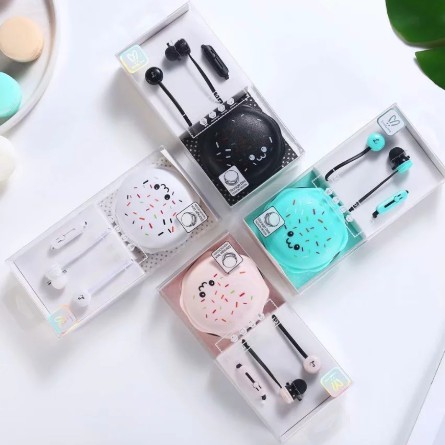 [Q-42] Headset Earphone Karakter ROTI MESES SPRINKLE / Wadah Headset Bentuk Roti Sprinkle Meses