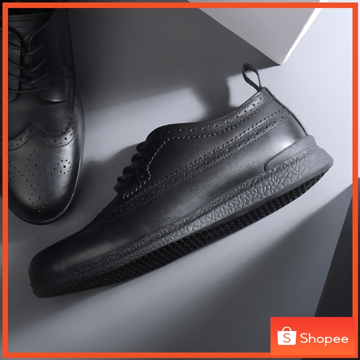 British 2.0 Black (Kulit Asli) - Sepatu Pantofel Pria Kulit Asli Formal Kerja Kantor Kuliah Oxford Tali Hitam - Pantopel Cowok Original