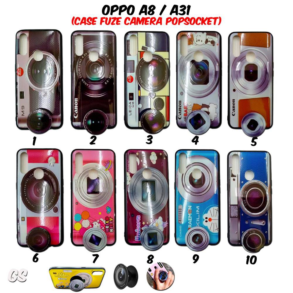 Casing OPPO A8 / A31 Case Fuze Casing Camera GRATIS Popsocket Karakter Lucu