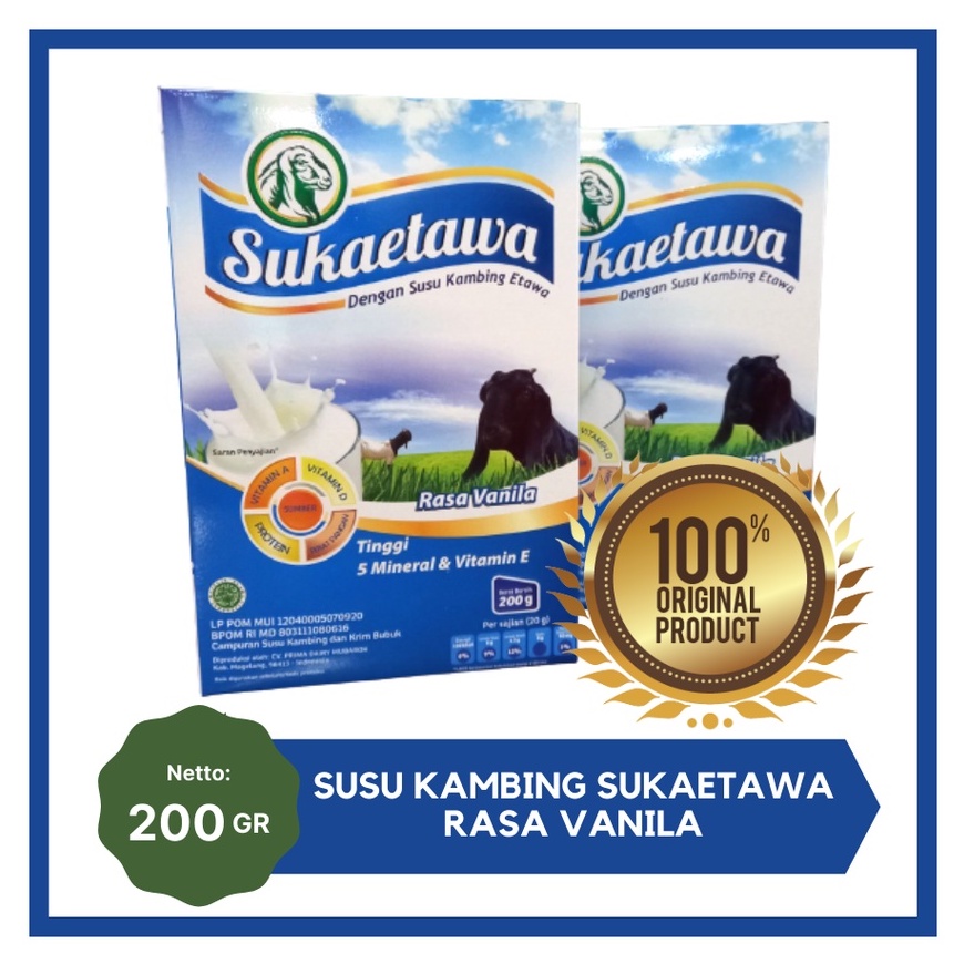 

Sukaetawa Rasa Vanila Susu Kambing Etawa Rasa Vanila 200 Gram