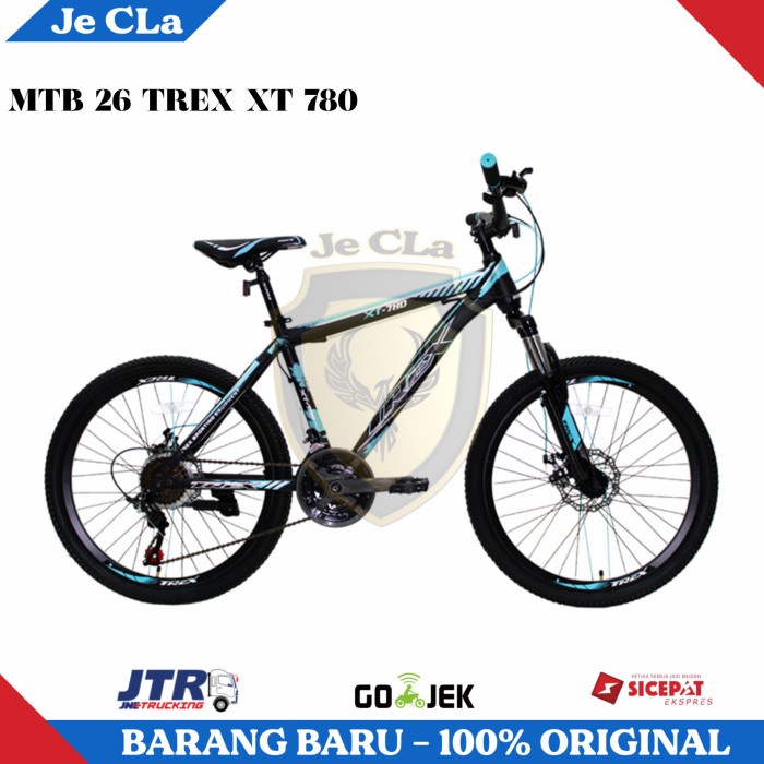 Sepeda Gunung MTB 26 Inch TREX XT 780 Steel 21 Speed Discbrake - Black Orange