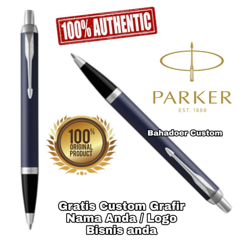 

PULPEN SIGNATURE PARKER ORIGINAL NEW IM BLUE BLACK CLIP SILVER GRATIS CUSTOM GRAFIR NAMA ANDA