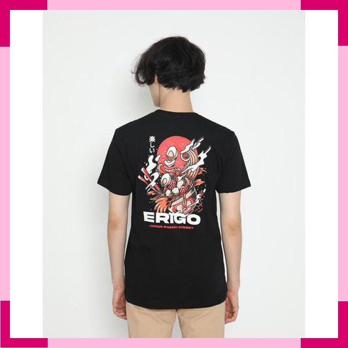 Kaos Unisex Erigo TShirt Ramen Street Black_hf787