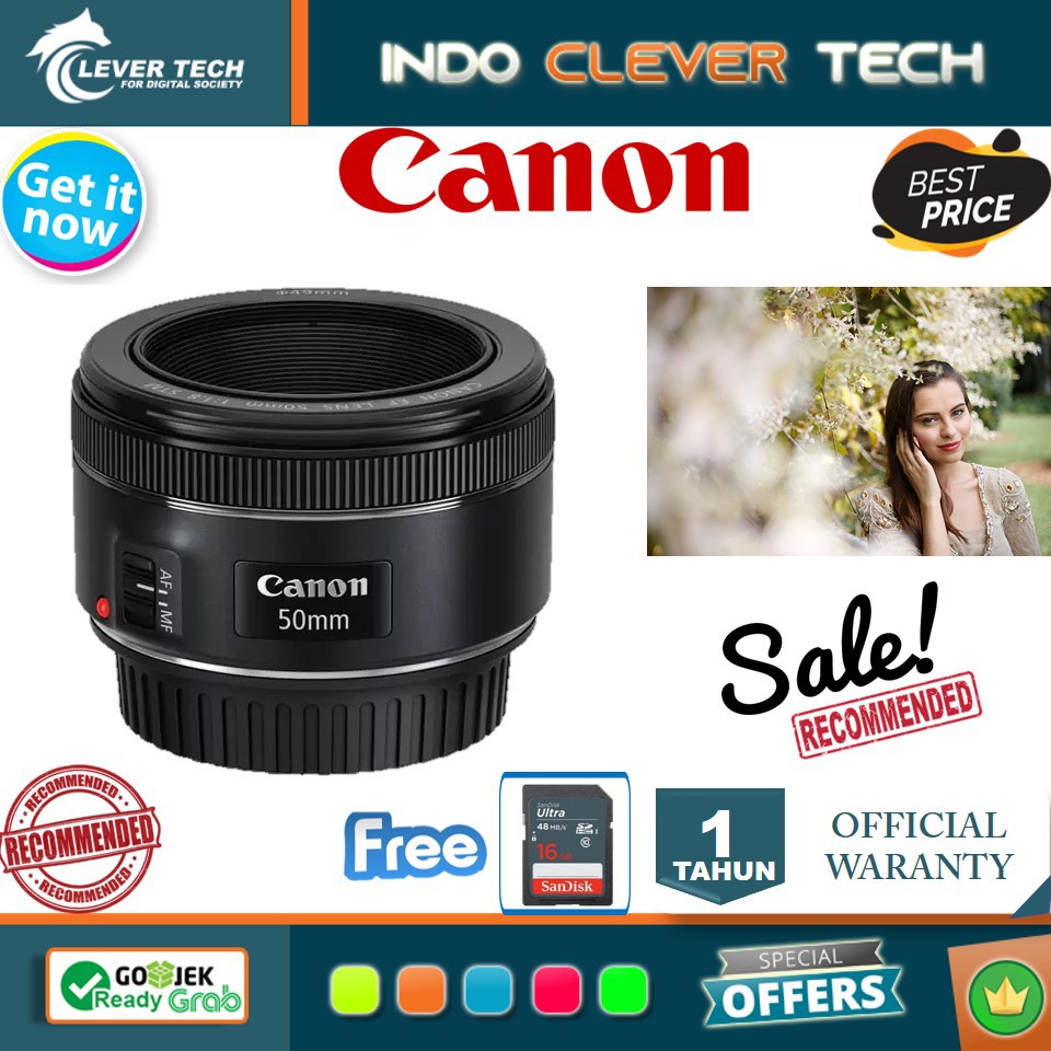 Canon EF 50mm f/1.8 STM / Lensa Fix Canon - GARANSI RESMI