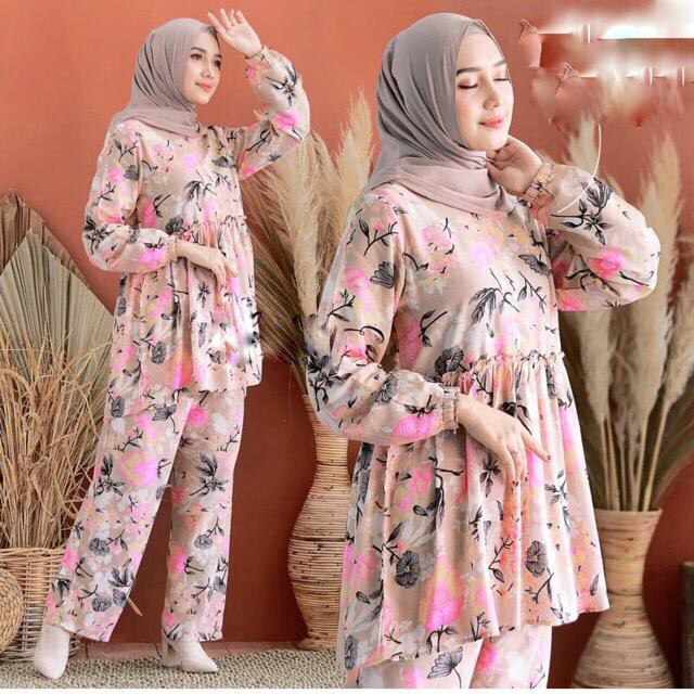 ASOKA SET DAILY SET ONESET SETELAN MOTIF WANITA ATASAN BAWAHAN RAYON BUSUI FRIENDLY
