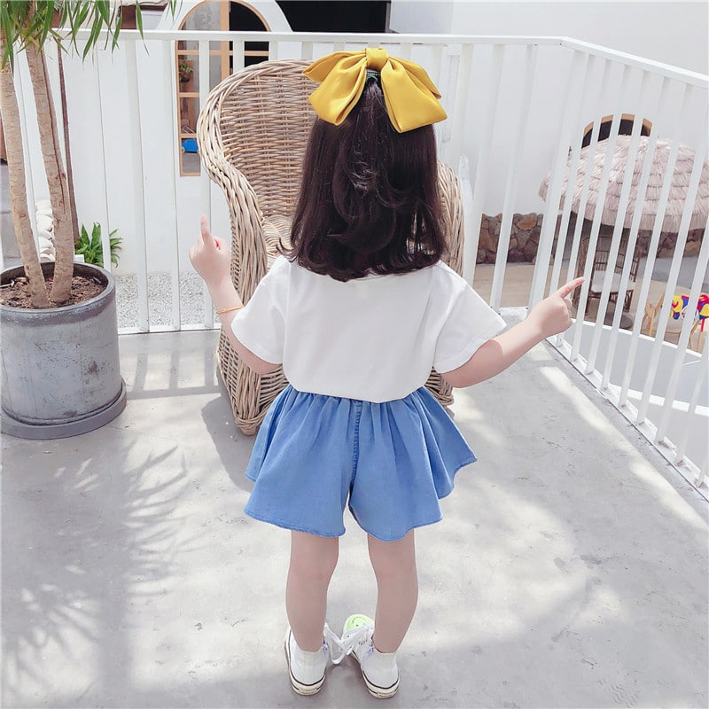 Promo !! Setelan baju anak cewek imut / setelan smile flower so full import ukuran 1tahun (putih)