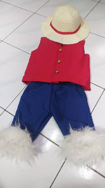 【QTakasi】KOSTUM LUFFY ONEPIECE ANAK COSPLAY KIDS ANIME ONE PIECE