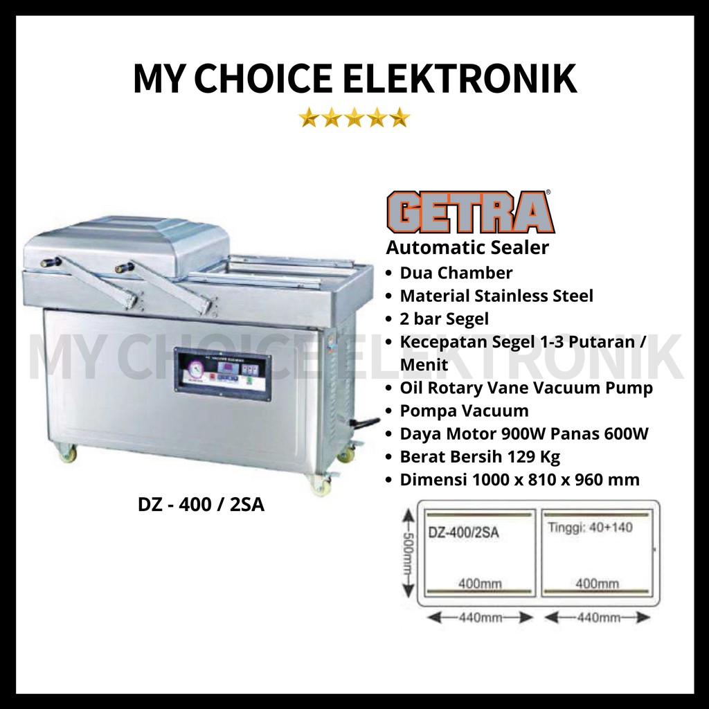 Getra Mesin Penyegel Otomatis DZ-400/2SA - (Double Chamber)