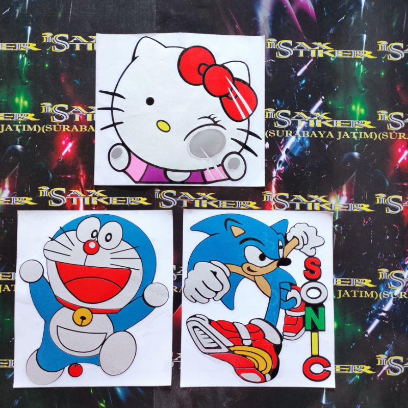 

stiker cutting Sonic hello Kity Doraemon 15cmx13cm