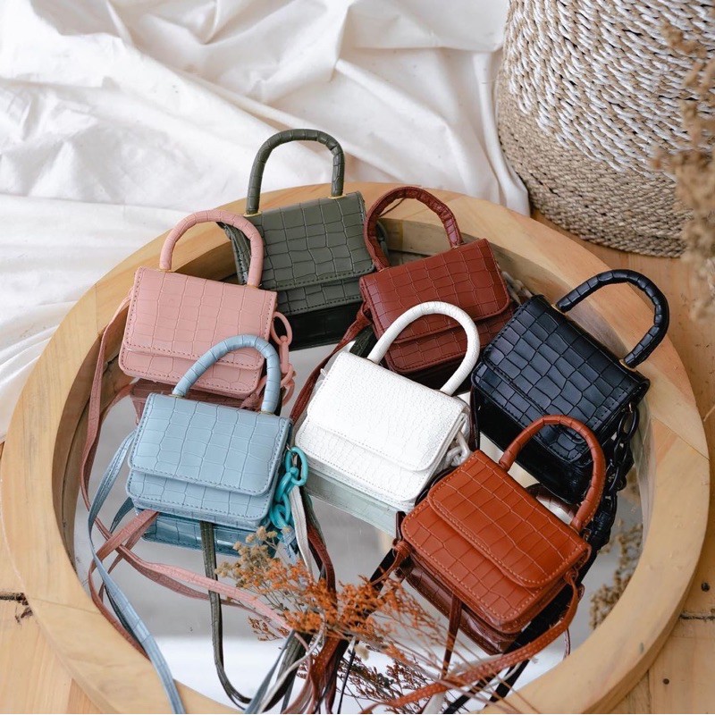 Tas croco mini wanita slempang cewek kekinian sling bag Tas croco mini wanita slempang cewek kekinian sling bag