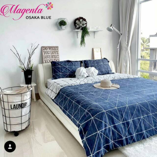 Sprei katun lokal magenta osaka blue
