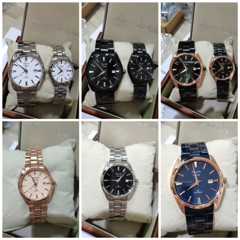 Jam tangan couple Alexandre Christie Ac 8515 rantai Original