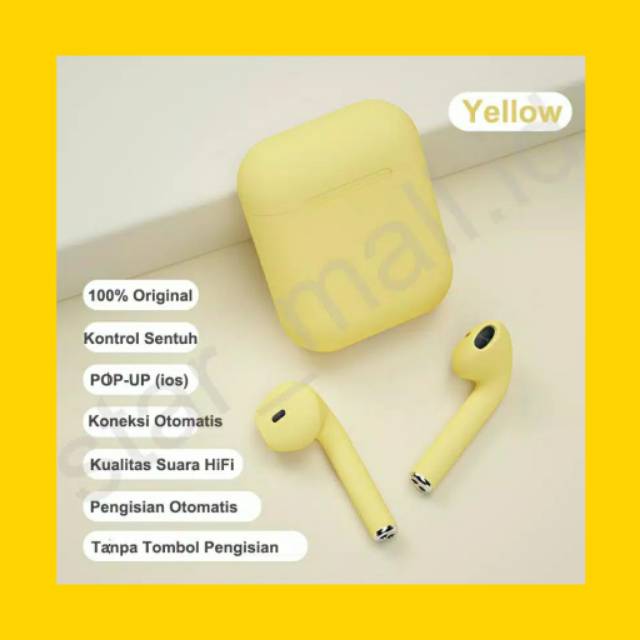 HEADSET BLUETOOTH INPODS i12 TWS MACARON EARPHONE WIRELES TWS i12 MATTE MACARON ANDROID