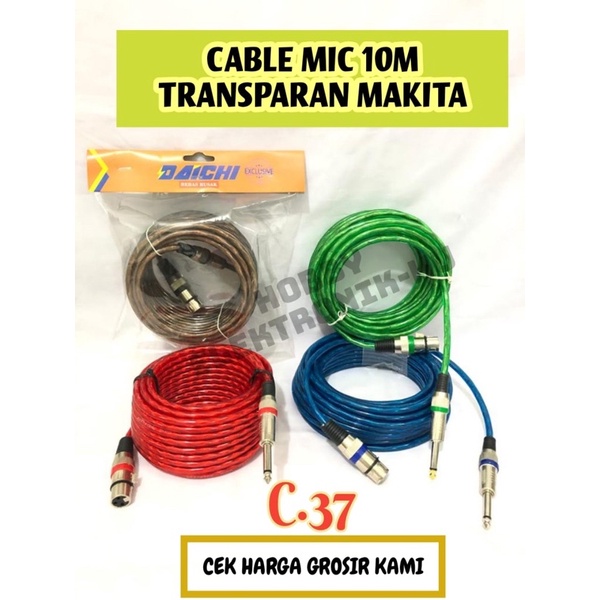 CABLE CONNECT MIC 10M TRANSPARAN MAKITA=DAICHI UNTUK AUDIO MASJID