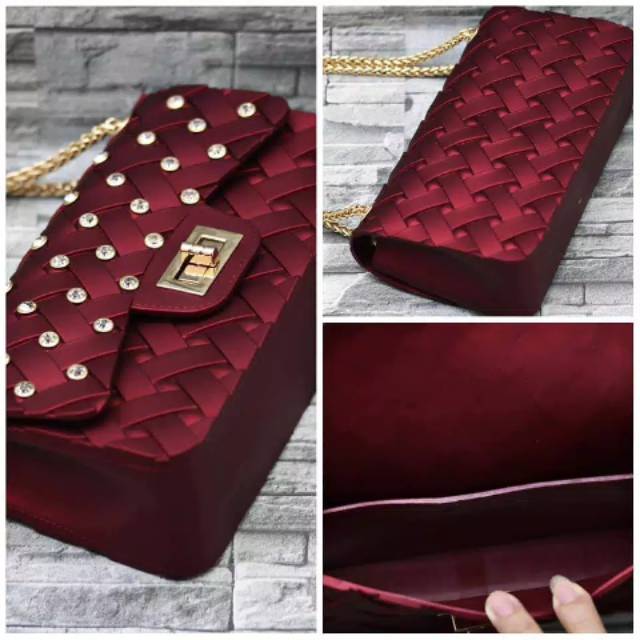 Tas jelly anyam diamond uk 22cm