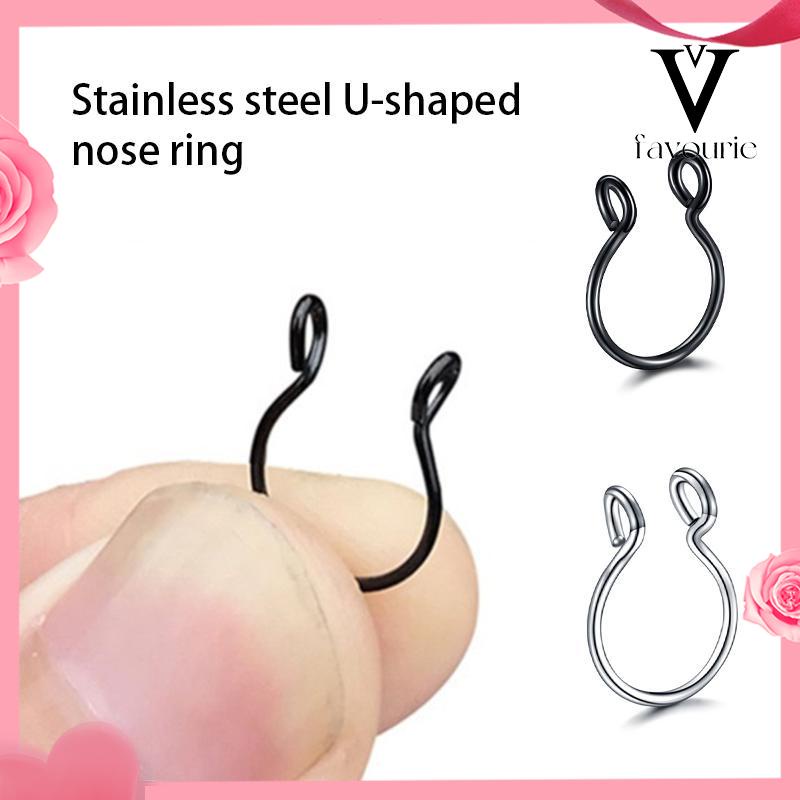 [COD]Cincin Hidung Bentuk U Bahan Stainless Steel Untuk Aksesoris-FA